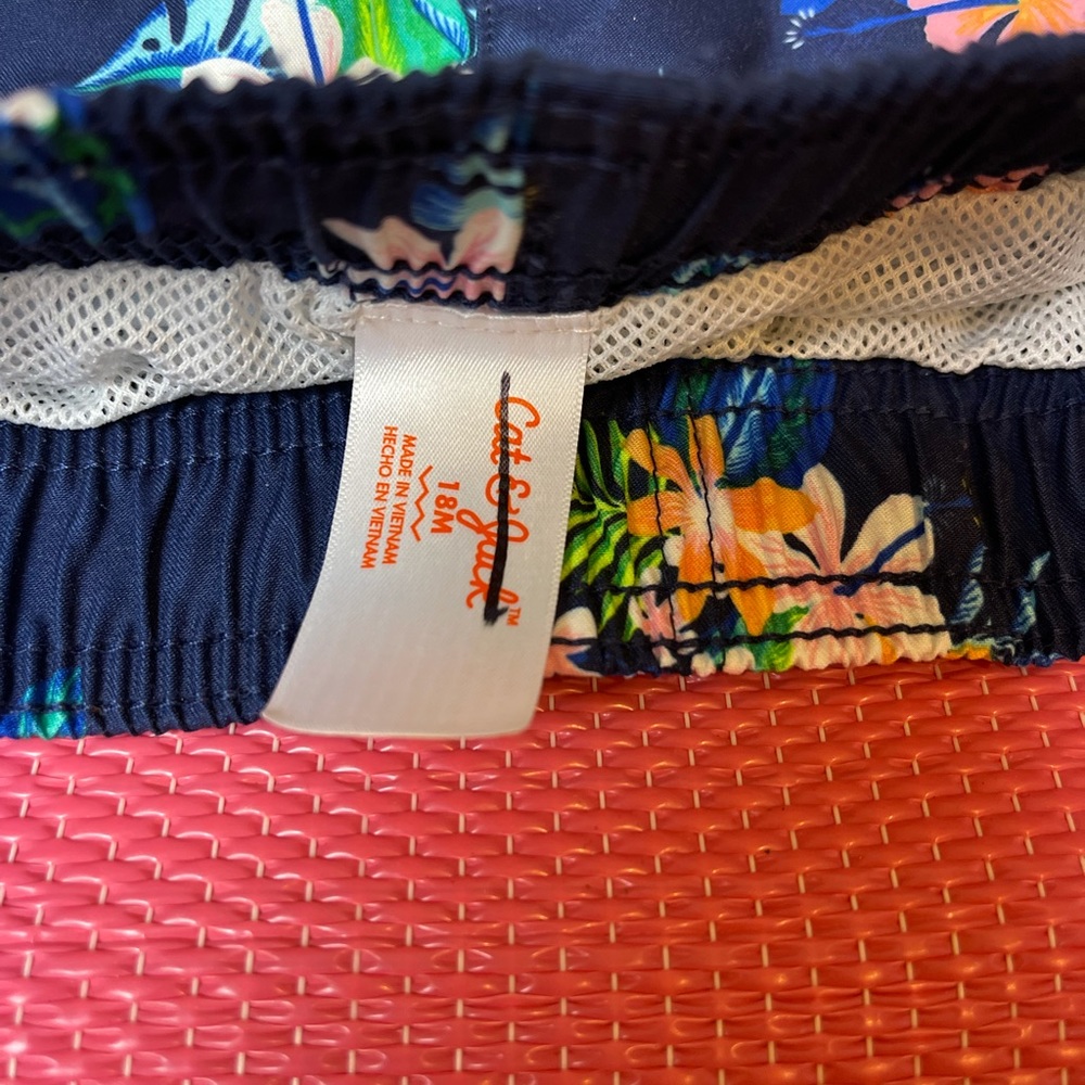 Cat & Jack Tropical Floral Print Swim Trunks 18m - Picture 3 of 3